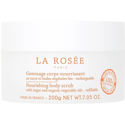 Refillable nourishing body scrub with sugar and organic vegetal oils