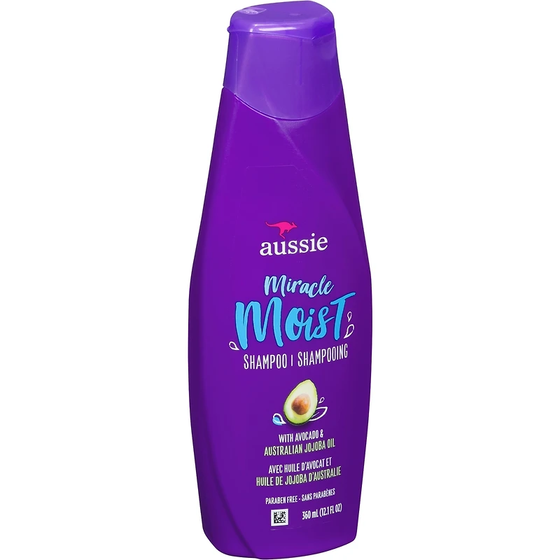 Aussie Miracle Moist with Avocado & Jojoba Oil, Paraben Free Shampoo, 360 mL