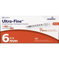 Ultra-Fine™ Insulin Syringes U-100 6mm 31G 0.3mL ½ unit