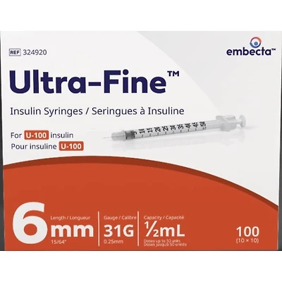 Ultra-Fine™ Insulin Syringes U-100 8mm 30G 0.5mL