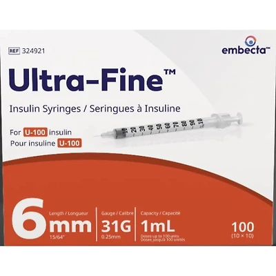 Ultra-Fine™ Insulin Syringes U-100 6mm 31G 1mL