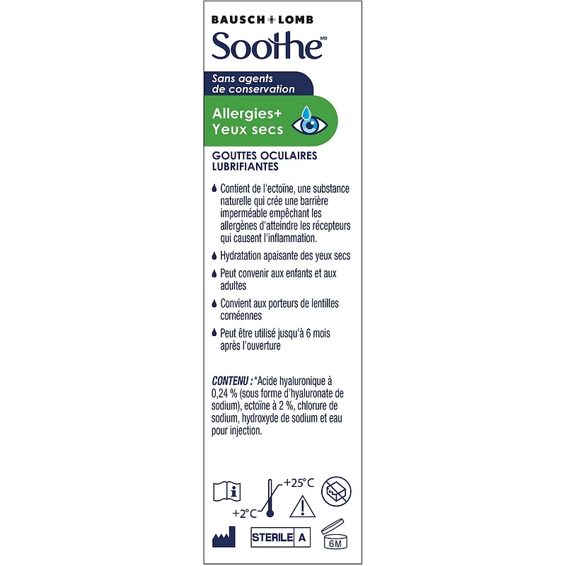 SootheMD Sans agents de conservation Allegies + Yeux Secs multidose