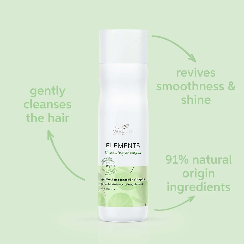 Shampooing régénérant Elements de Wella Professionals – shampooing doux pour cuir chevelu délicat ou sec, 250 mL