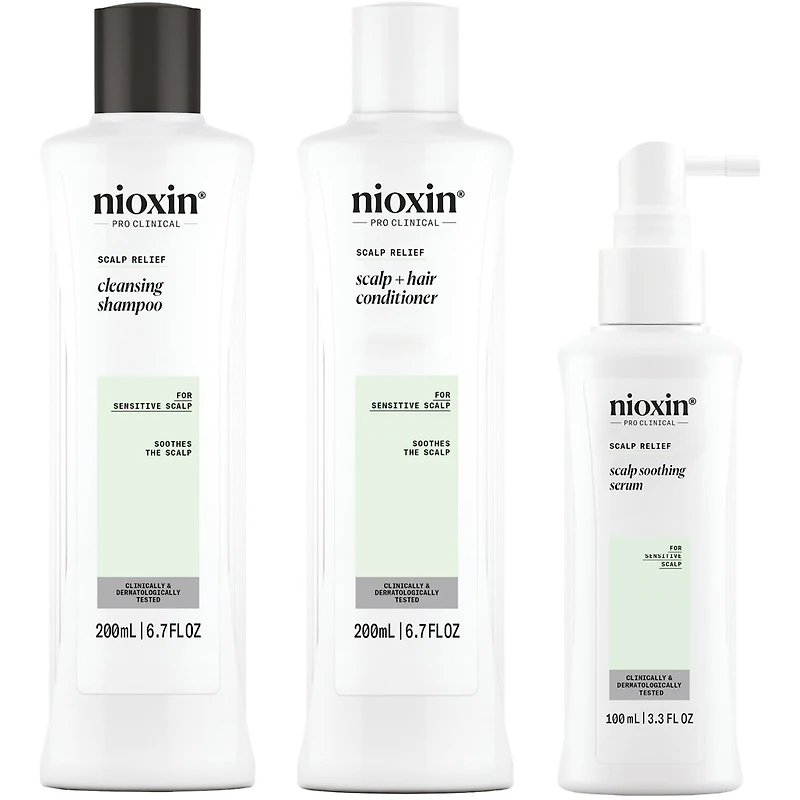 Nioxin Scalp Relief System - Hair Products for Sensitive, Itchy Scalp - Includes Shampoo 200 ml, Conditioner 200 ml and Scalp Treatment 100 ml