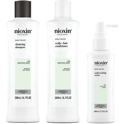 Nioxin Scalp Relief System - Hair Products for Sensitive, Itchy Scalp - Includes Shampoo 200 ml, Conditioner 200 ml and Scalp Treatment 100 ml