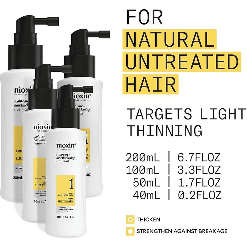 Soin épaississant pour le cuir chevelu et les cheveux du Système 1 de Nioxin - Sérum pour cheveux naturels et légèrement clairsemés, 100 mL