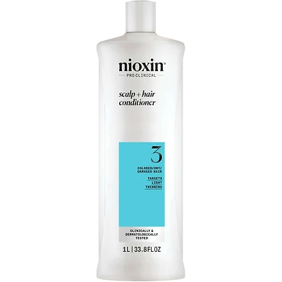 Nioxin System 3 Scalp + Hair Thickening Conditioner for Damaged with Light Thinning, 1L