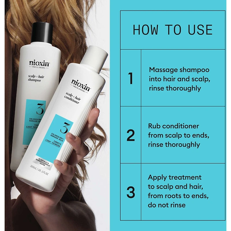Nioxin System 3 Scalp + Hair Thickening Conditioner for Damaged with Light Thinning, 1L
