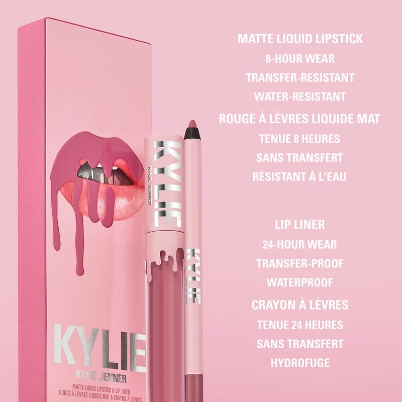 Kit Rouge à lèvres mat + Crayon lèvres, routine parfaite, couleur intense, longue tenue, sans bavures, végétalien