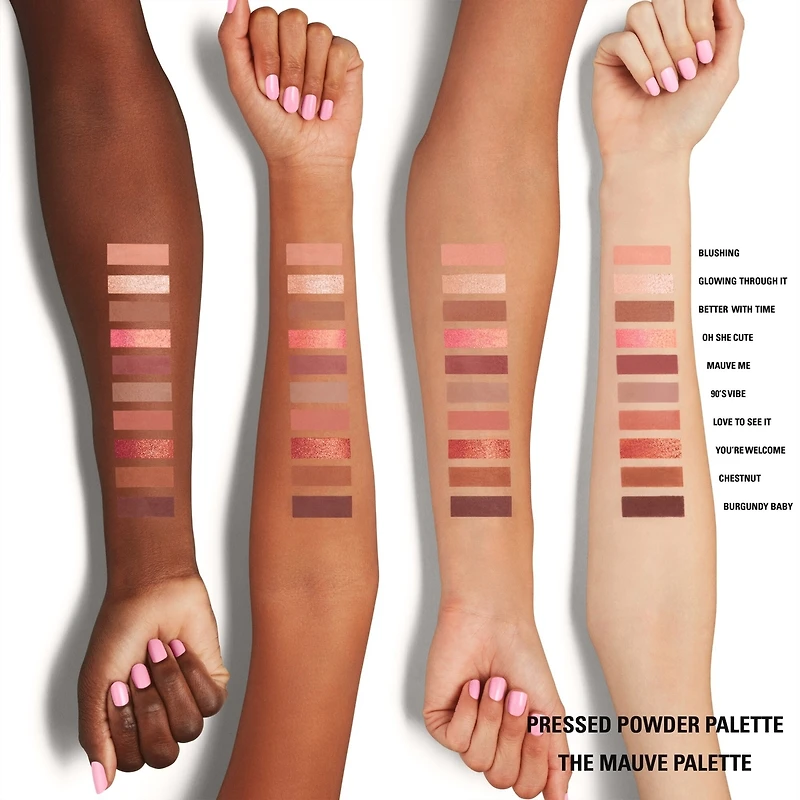 Pressed Powder Palette The Mauve Palette, highly pigmented, soft & easy blend, clean vegan, talc-free