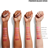 Powder Blush Stick, cream-to-powder formula, soft-matte finish, no streaks, easy to build, all-day wear