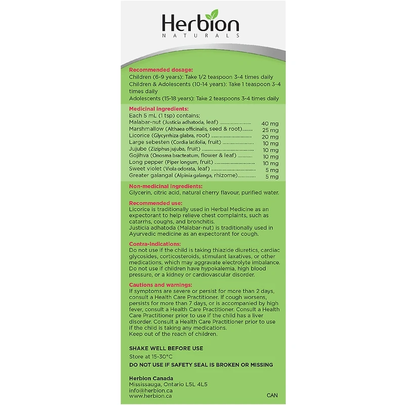 Herbion Sirop Contre La Toux Pour Enfants