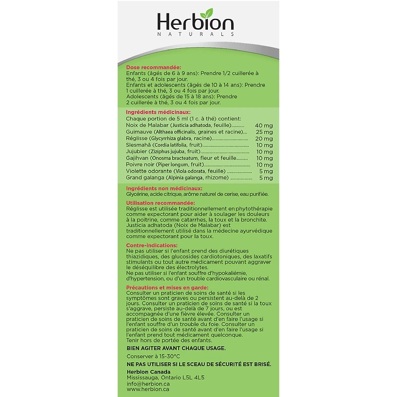 Herbion Sirop Contre La Toux Pour Enfants