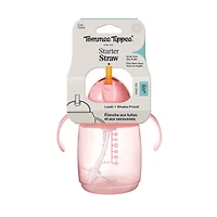 Tommee Tippee Starter Straw Cup, 8oz, Easy Transition Toddler Cup For 6 Months+, with Silicone Weighted Straw and Easy-Hold Handles, Pink, 1 count