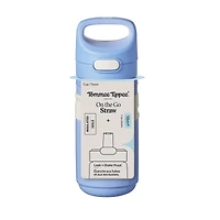 Tommee Tippee Tasse à paille isolée, 11 oz, bouteille d'eau anti-débordement pour les enfants de 18 mois et plus, couvercle à pression permettant de garder le bec propre, bleu, 1 pièce