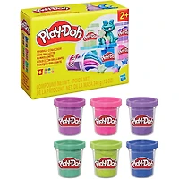 Play-Doh, pack de 6 Pâte paillette, jouets de pâte à modeler pour loisirs créatifs
