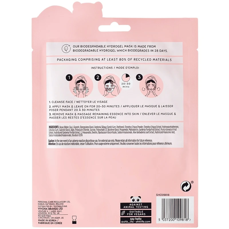 Masque hydrogel à la grenade