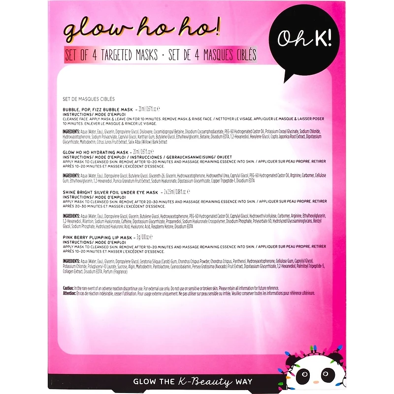 Oh K! Glow Ho! Ho! - Set de 4 masques ciblés