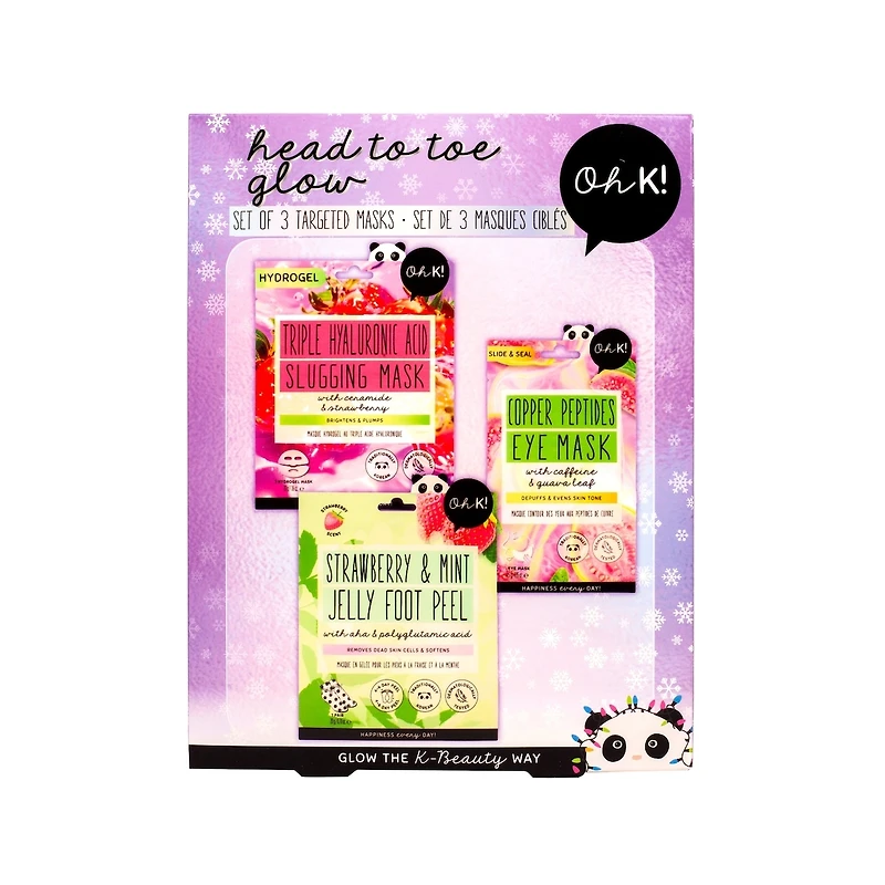 Oh K! Head to Toe Glow - Set of 3 targeted masks