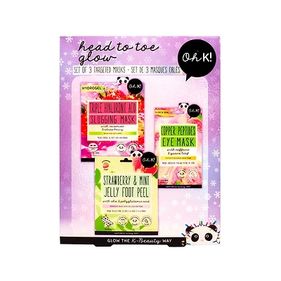 Oh K! Head to Toe Glow - Set of 3 targeted masks