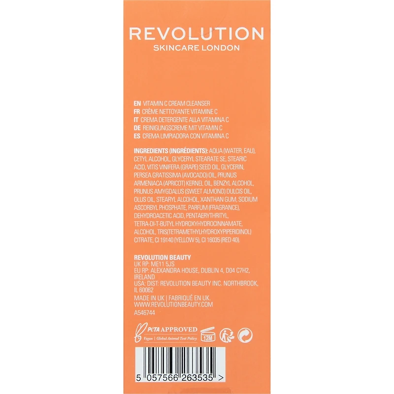 Crème nettoyante éclaircissante à la vitamine C