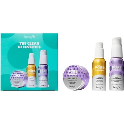 The Clear Necessities cleansing oil, foaming cleanser, and clay mask set