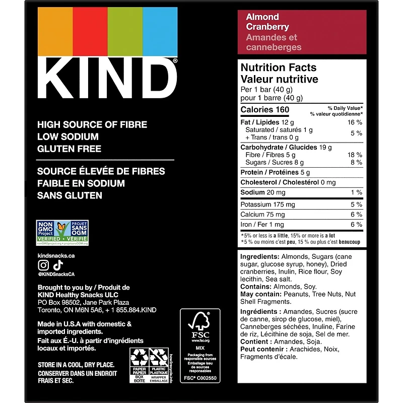 KIND Amandes et canneberges