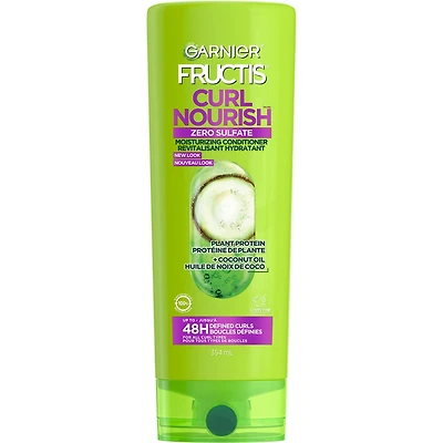 Garnier Fructis Curl Nourish revitalisant hydratant sans sulfates pour tous types de boucles, avec huile de noix de coco et élasto-protéine, 354 mL