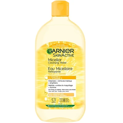 Eau micellaire nettoyante Garnier avec vitamine C, nettoyant et démaquillant hypoallergénique tout-en-un pour tous types de peaux, SkinActive