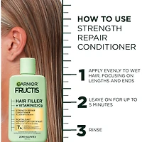 Fructis Hair Filler + Vitamine C Revitalisant Sans Sulfates Réparateur et Fortifiant, pour Cheveux Faibles et Endommagés, Jusqu'à 4X Moins de Cassures & 79% de Force en Plus