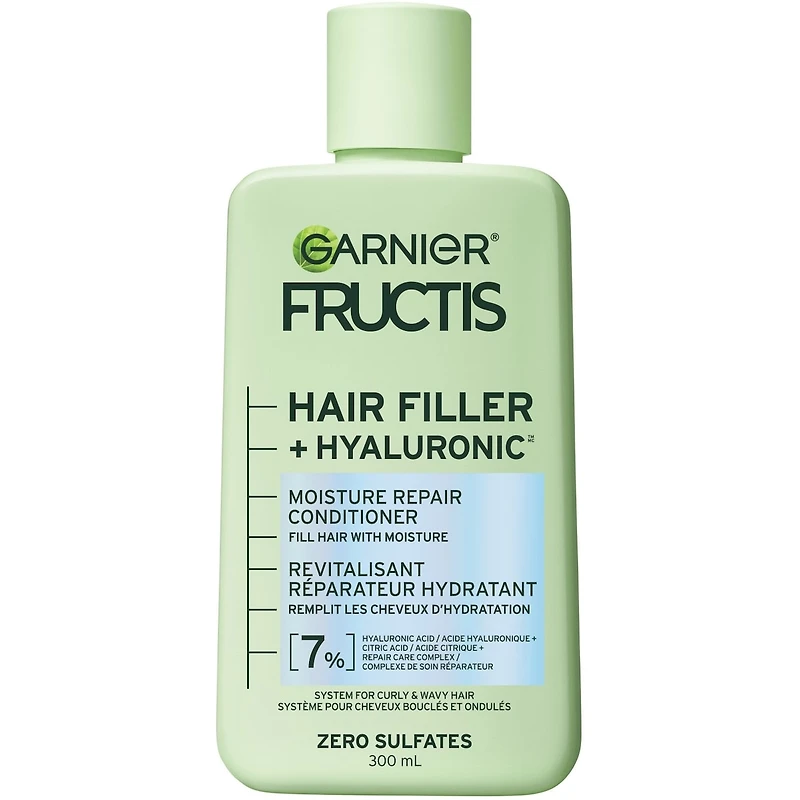 Fructis Hair Filler + Acide Hyaluronique Revitalisant Réparateur Hydratant, pour Cheveux Bouclés & Ondulés, jusqu'à 15X plus Humides & 100 heures de Contrôle des Frisottis