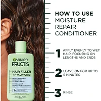 Fructis Hair Filler + Acide Hyaluronique Revitalisant Réparateur Hydratant, pour Cheveux Bouclés & Ondulés, jusqu'à 15X plus Humides & 100 heures de Contrôle des Frisottis