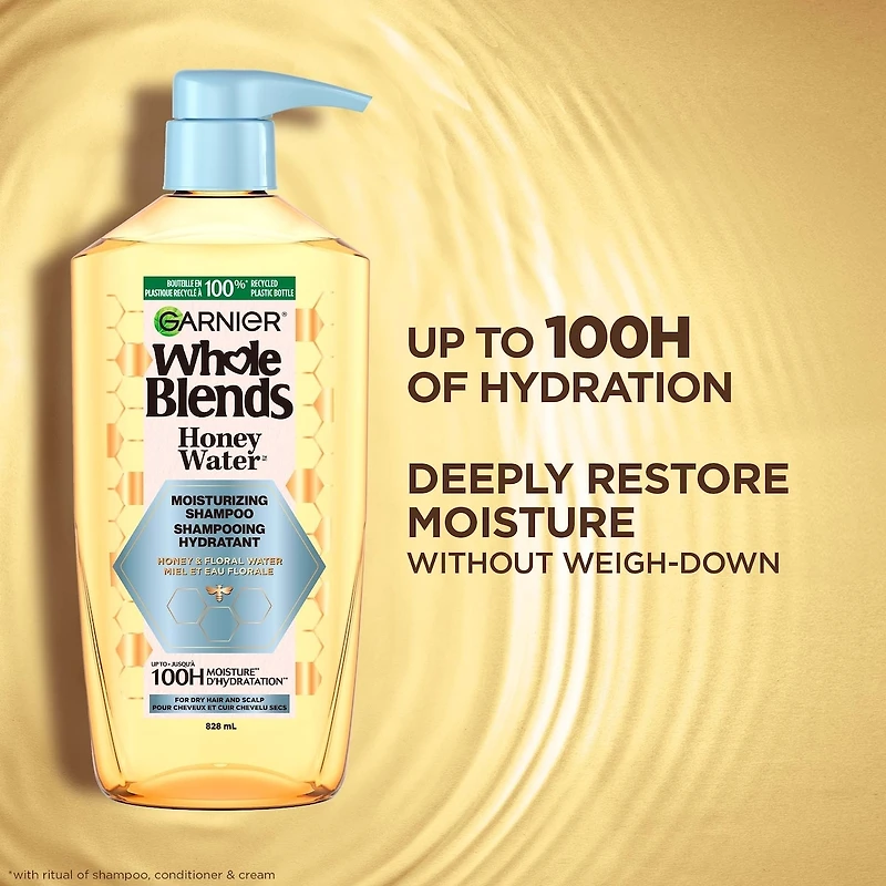 Whole Blends Honey Water Shampooing Hydratant pour Cheveux et Cuir Chevelu Secs