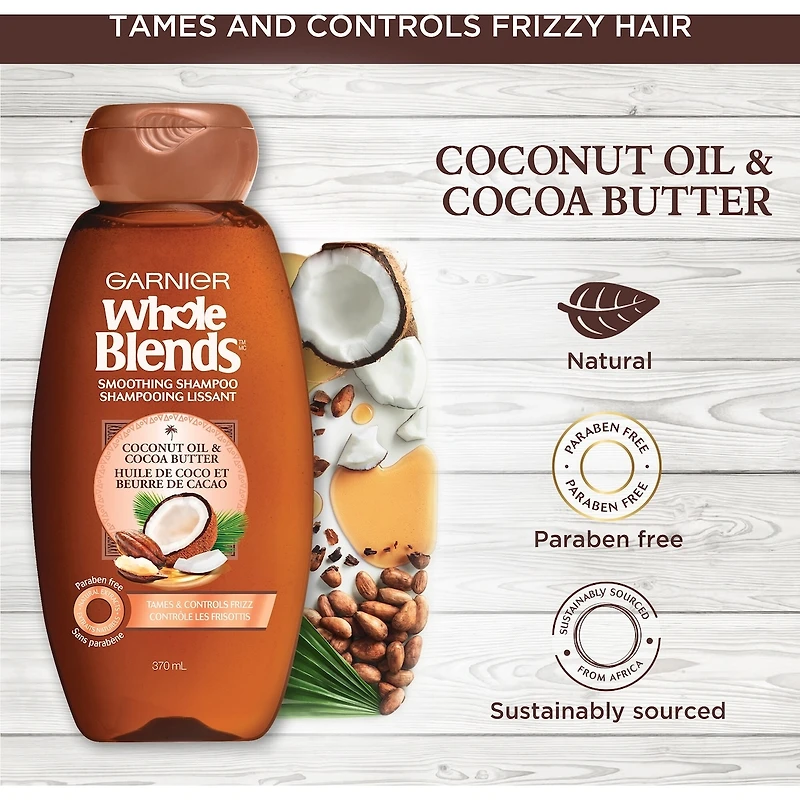 Whole Blends Shampoo, pour cheveux crépus, huile de coco et beurre de cacao
