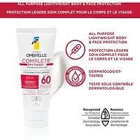 Crème solaire soin complet, lotion légère, sensibilité avancée, SPF 60