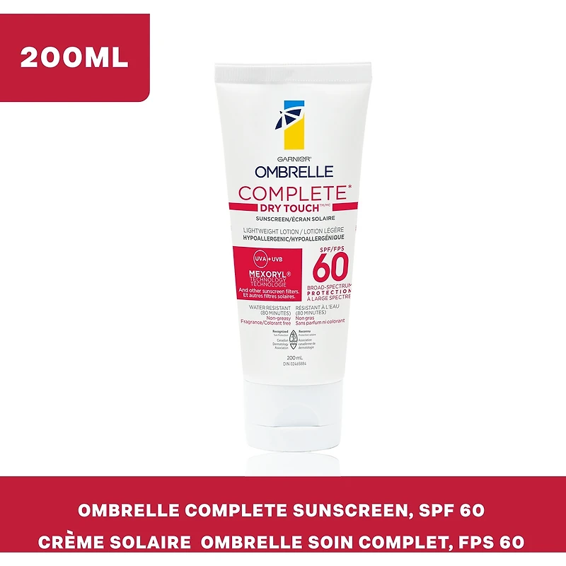 Crème solaire soin complet, lotion légère, sensibilité avancée, SPF 60