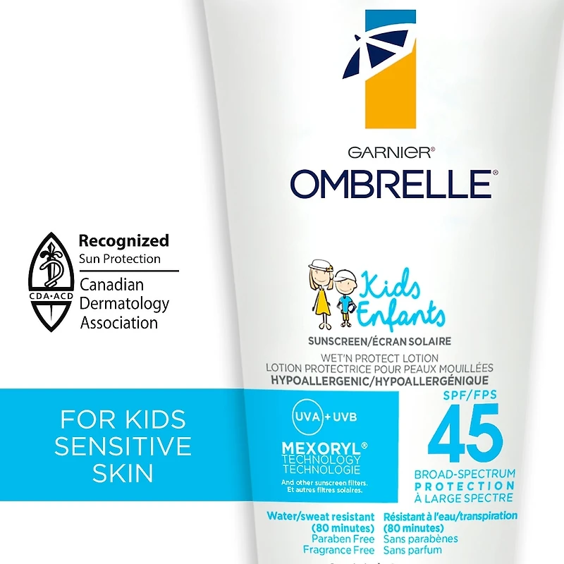 Crème solaire pour enfants resistante résistante à l'eau, FPS 45