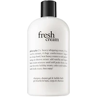shampoing, gel douche et bain moussant fresh cream pour femme, nettoie, revitalise, adoucit la peau & les cheveux