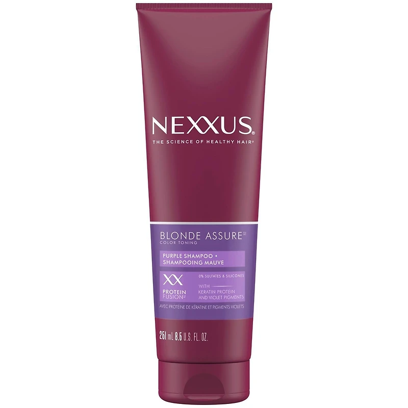 Nexxus  Purple Shampoo, hair care for colour treated Blonde or Silver hair Blonde Assure, Colour Toning - NO brassy yellow tones 251ML