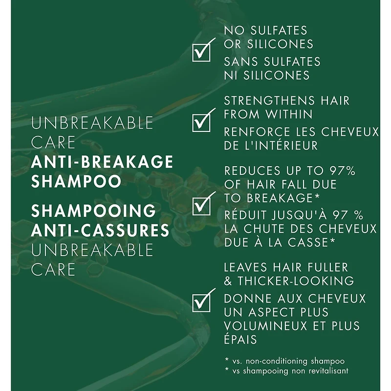 Shampooing Anti-cassures pour cheveux fins et clairsemés Nexxus Unbreakable Care™ avec kératine, collagène, biotine