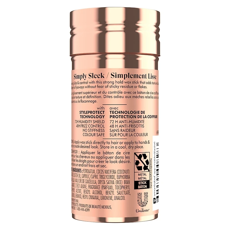 Nexxus Cire Coiffante Fixation Forte Slick Stick pour un Look Plaqué avec Technologie StyleProtect 66g