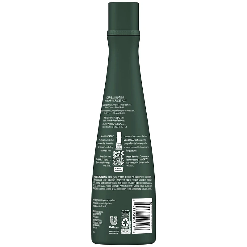 Nexxus Diametress Revitalisant pour cheveux fins et plats Weightless Volume avec protéine d'élastine et extrait de thé vert 400 ml