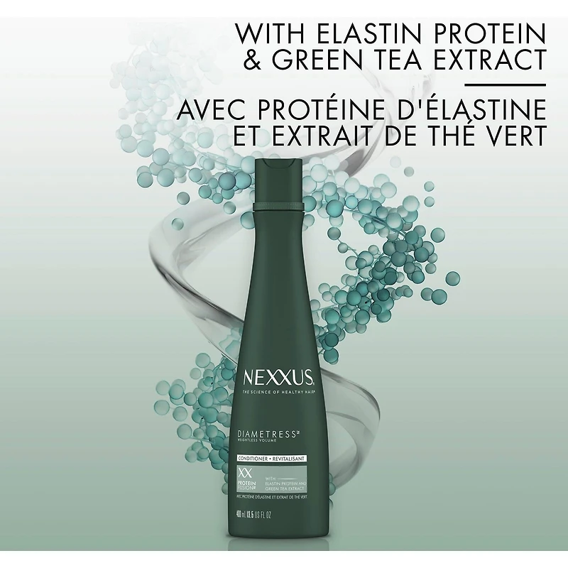 Nexxus Diametress Revitalisant pour cheveux fins et plats Weightless Volume avec protéine d'élastine et extrait de thé vert 400 ml