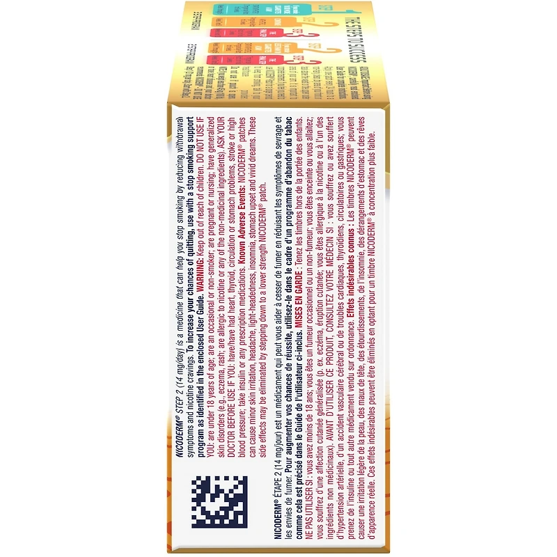 Timbre transparent Étape 2, timbre transdermique de nicotine, 14 mg/jour