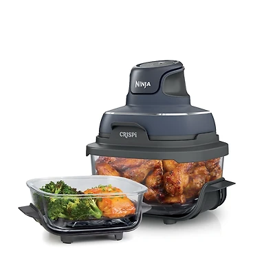 Ninja FN101CGY Crispi Système de cuisson à la friteuse à air en verre portable 4-en-1