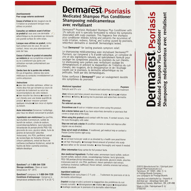 Dermarest Psoriasis Shampooing Médicamenteux avec revitalisant