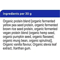protéines+ biologiques végétaliennes  fermentées en poudre, vanille naturelle