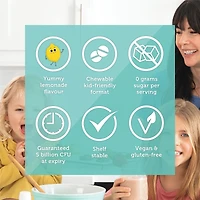 santé intestinale évoluée probiotique pour enfants de Genuine Health, saveur de limonade, 5 milliards d'UFC