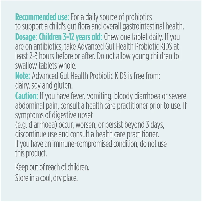 santé intestinale évoluée probiotique pour enfants de Genuine Health, saveur de limonade, 5 milliards d'UFC