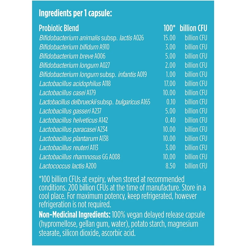 santé intestinale évoluée probiotique haute puissance de Genuine Health, 100 milliards d'UFC, 15 souches multiples, capsules végétaliennes à libération retardée, 20 capsules
